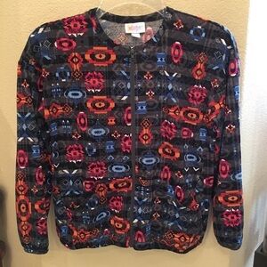 LULAROE Printed Zip Up Top Size 14 Girls